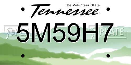 5M59H7 Tennessee License Plate
