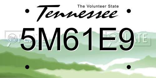 5M61E9 Tennessee License Plate