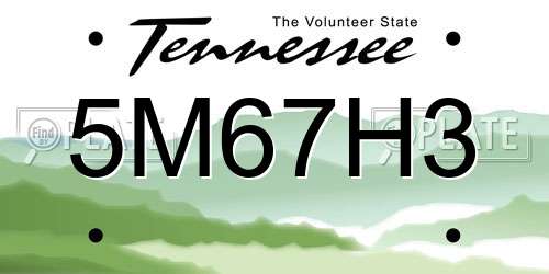 5M67H3 Tennessee License Plate