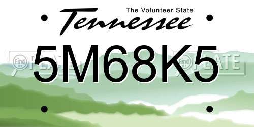 5M68K5 Tennessee License Plate