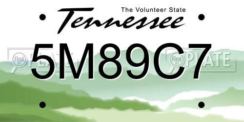 5M89C7 Tennessee License Plate