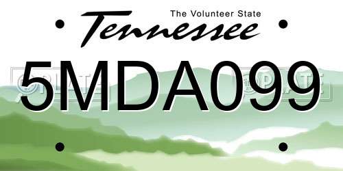 5MDA099 Tennessee License Plate