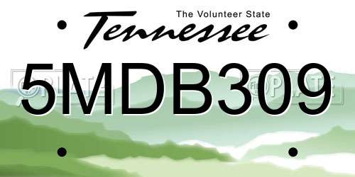 5MDB309 Tennessee License Plate