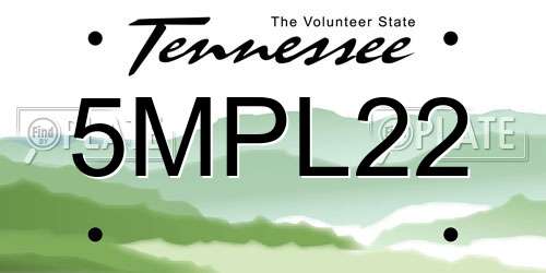 5MPL22 Tennessee License Plate