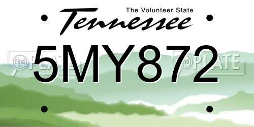 5MY872 Tennessee License Plate