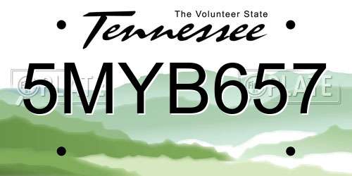 5MYB657 Tennessee License Plate