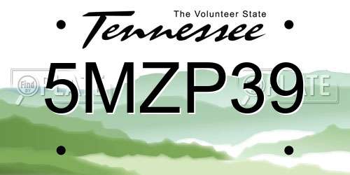 5MZP39 Tennessee License Plate
