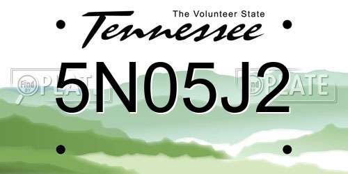 5N05J2 Tennessee License Plate