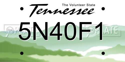 5N40F1 Tennessee License Plate