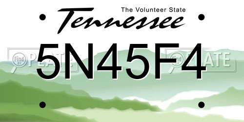 5N45F4 Tennessee License Plate