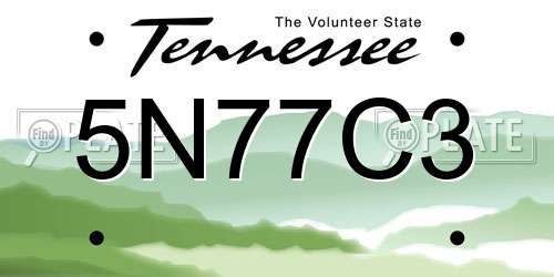 5N77C3 Tennessee License Plate