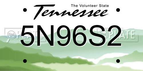 5N96S2 Tennessee License Plate