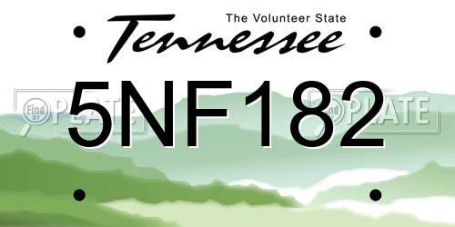 5NF182 Tennessee License Plate