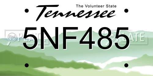 5NF485 Tennessee License Plate
