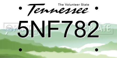 5NF782 Tennessee License Plate