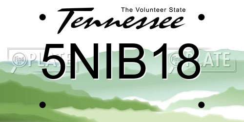 5NIB18 Tennessee License Plate