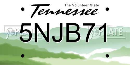 5NJB71 Tennessee License Plate