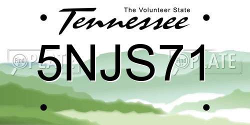 5NJS71 Tennessee License Plate