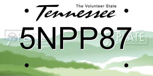 5NPP87 Tennessee License Plate