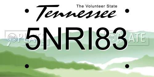 5NRI83 Tennessee License Plate