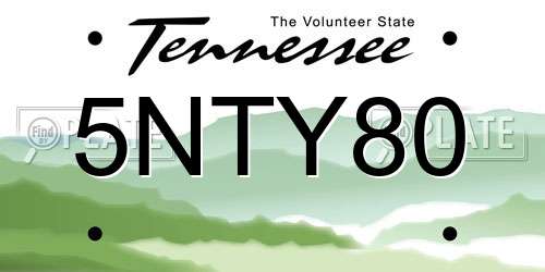 5NTY80 Tennessee License Plate