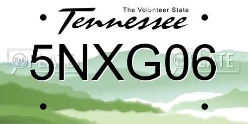 5NXG06 Tennessee License Plate