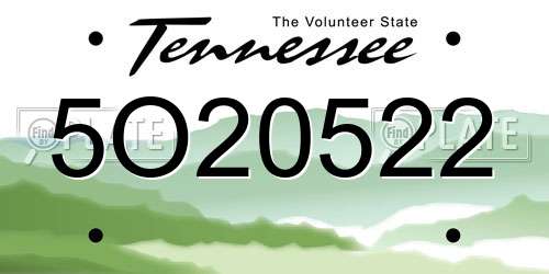 5O20522 Tennessee License Plate