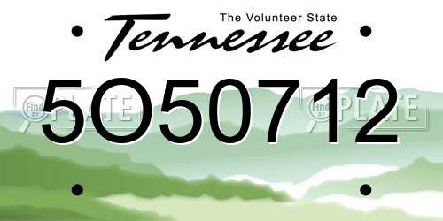 5O50712 Tennessee License Plate