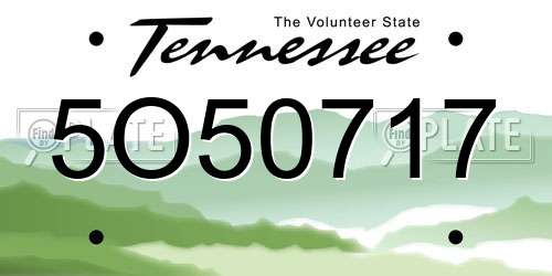 5O50717 Tennessee License Plate