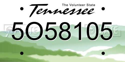5O58105 Tennessee License Plate