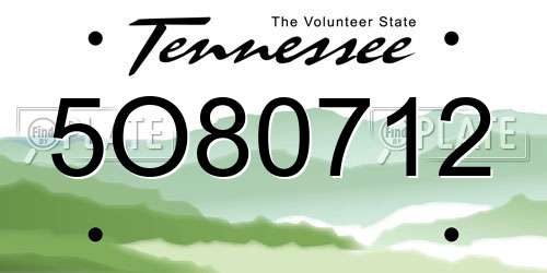 5O80712 Tennessee License Plate