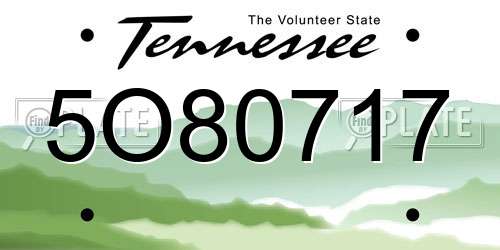 5O80717 Tennessee License Plate