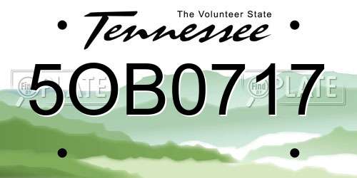 5OB0717 Tennessee License Plate
