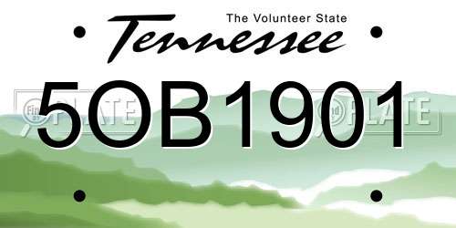 5OB1901 Tennessee License Plate