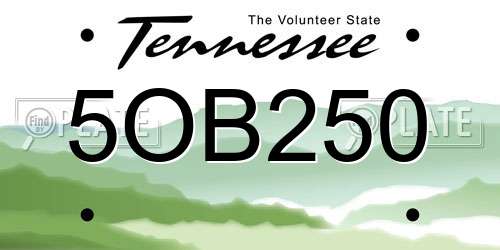 5OB250 Tennessee License Plate