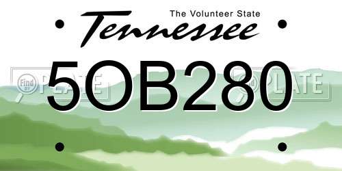 5OB280 Tennessee License Plate