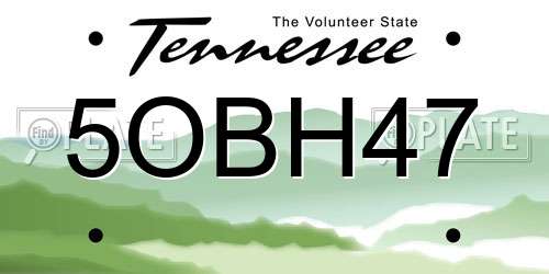 5OBH47 Tennessee License Plate