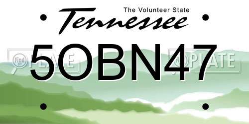 5OBN47 Tennessee License Plate