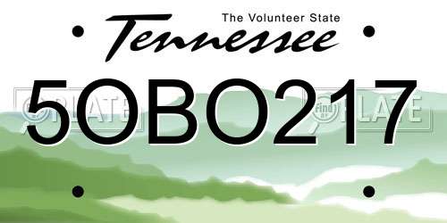 5OBO217 Tennessee License Plate