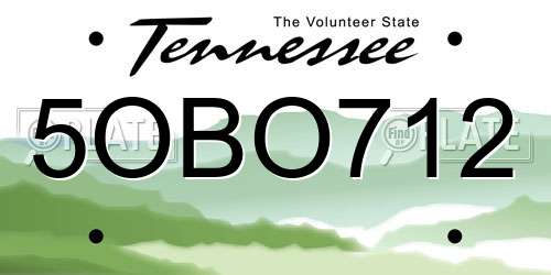 5OBO712 Tennessee License Plate