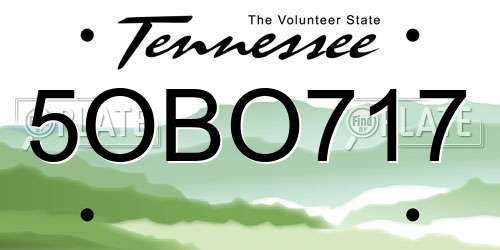 5OBO717 Tennessee License Plate