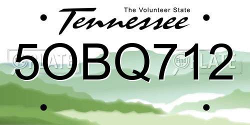 5OBQ712 Tennessee License Plate