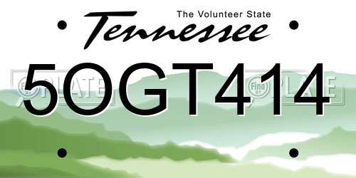 5OGT414 Tennessee License Plate