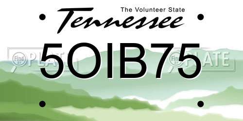 5OIB75 Tennessee License Plate