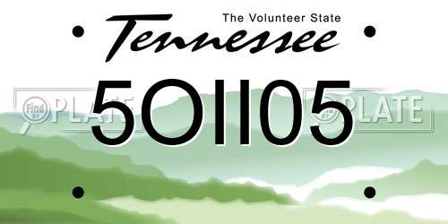 5OII05 Tennessee License Plate