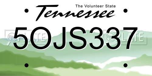 5OJS337 Tennessee License Plate