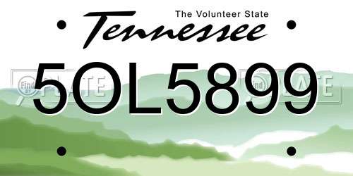 5OL5899 Tennessee License Plate