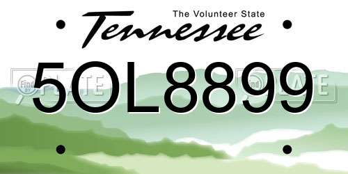 5OL8899 Tennessee License Plate