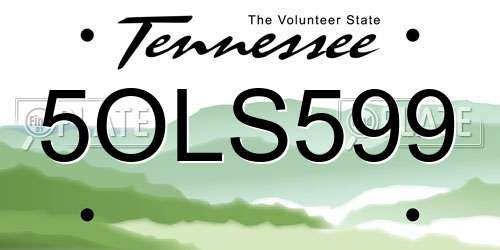 5OLS599 Tennessee License Plate