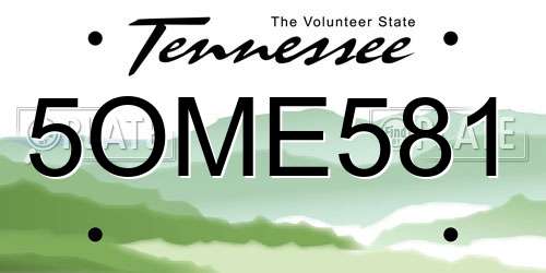 5OME581 Tennessee License Plate